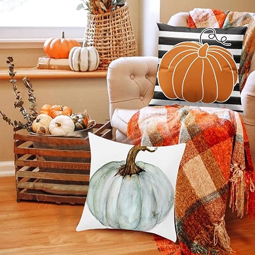 Miniatura 2 de Juego de 4 fundas de almohada decorativas de otoño, decoración de granja de calabaza, calabaza, hoja de arce, funda de cojín decorativa de otoño