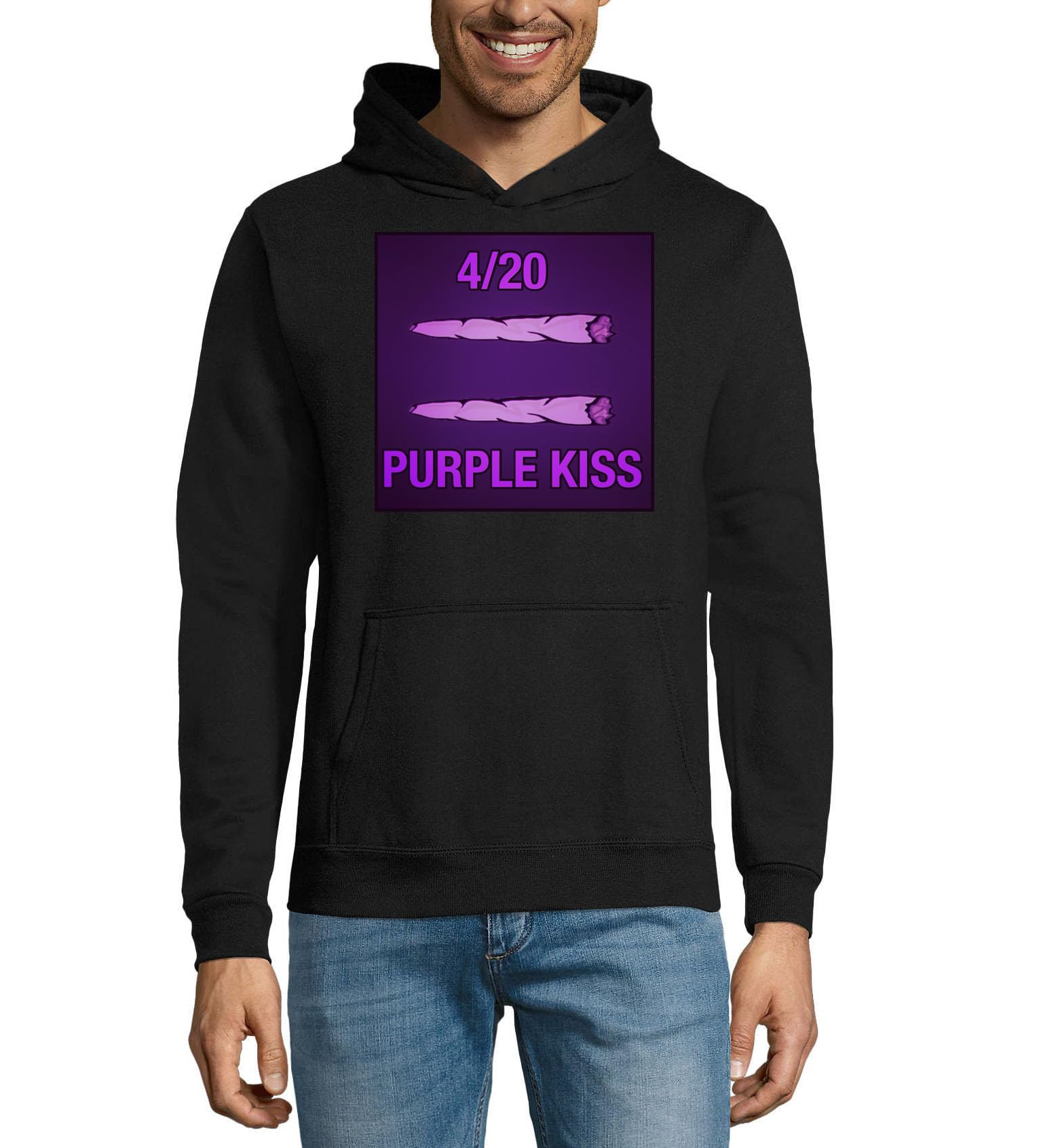 420 Purple Kiss Felpa con cappuccio unisex misto cotone nero