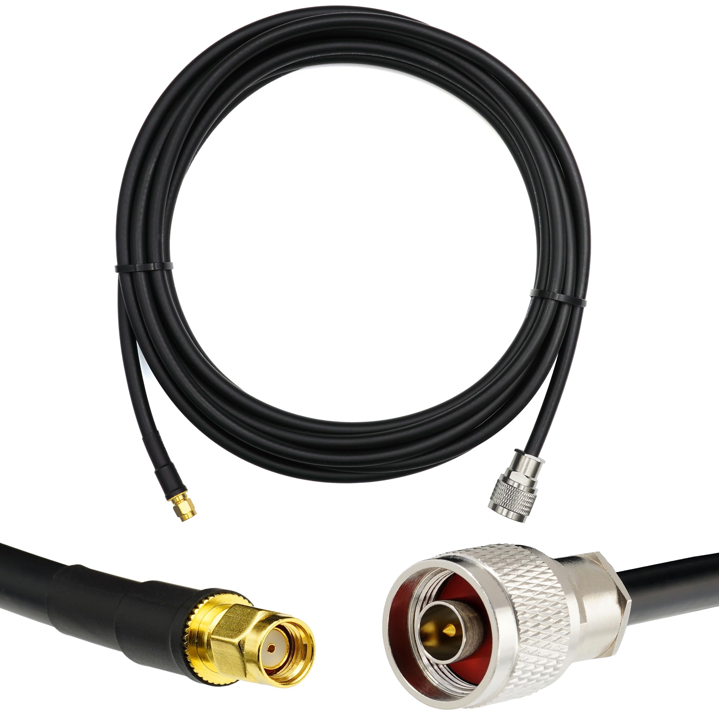 RP-SMA 15m Rallonge Antenne WiFi Cable Coaxial RPSMA Mâle à N Male Câble Extension Ø7.5mm à Faible Perte 5D-FB 50 Ohm pour Routeur WiFi Caméra IP Carte Réseau sans Fil Mini PC PCIE