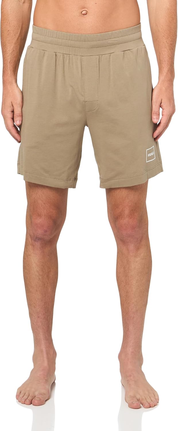 HUGO Mens Logo Outline Cotton Blend Shorts