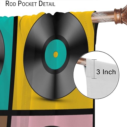 Miniatura 7 de Cortinas de música retro, discos musicales, álbum musical, guitarra de rock, decoración de bolsillo para barra, tratamientos de ventana para niños,