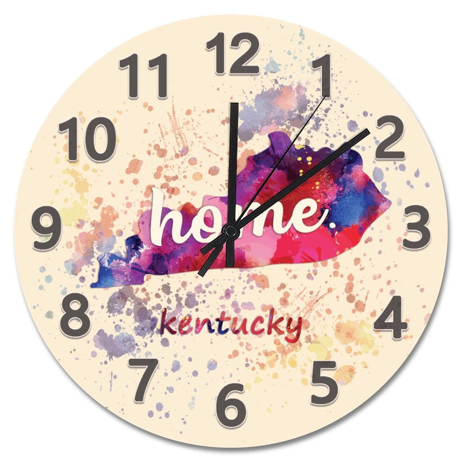 Horloge murale en bois Kentucky aquarelle décoration salon chambre 38cm