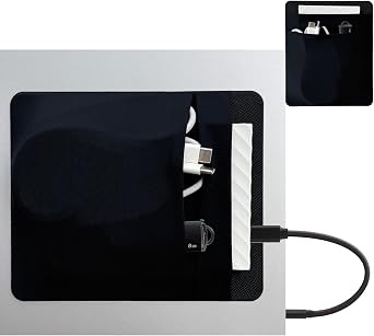 2-Pocket SSD Holder for Laptop,Adhesive Pouch,Portable Hard Drive Sleeve for Laptop,Compatible with External 2.5" HDD, Magic Mouse, Externa Hard Drive,USB Cable and More Holder - Black