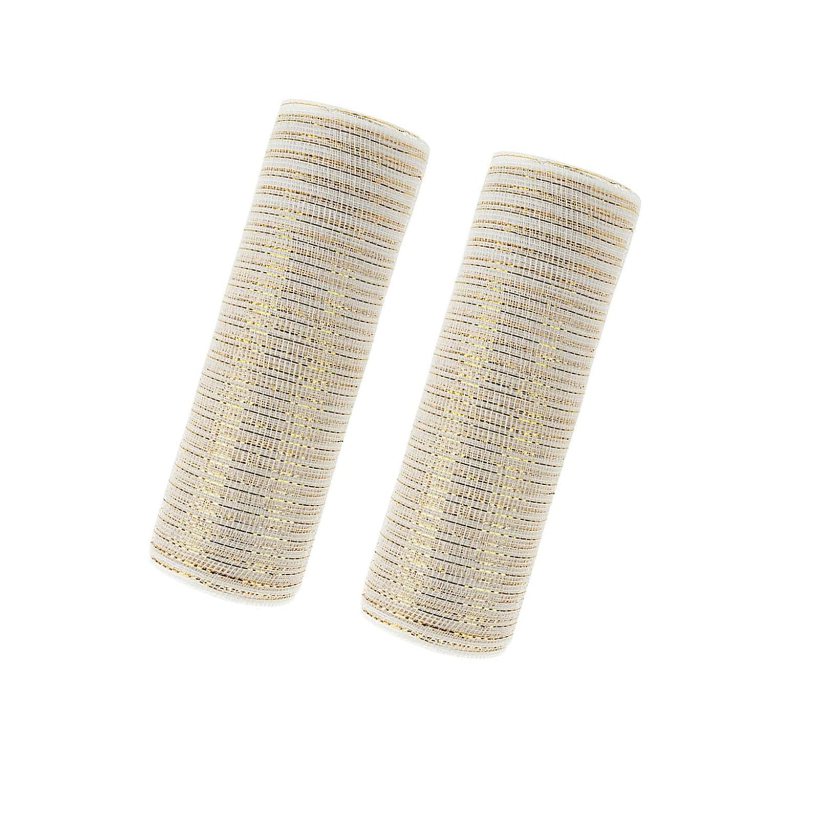 JStnana 2 Rolls White Mesh Ribbon for Wreath Crafts,10 Inch x 30FT Metallic Foil Deco Mesh Ribbon Fabric Mesh for Easter Christmas Halloween Thanksgiving Holiday Wreath Decorations