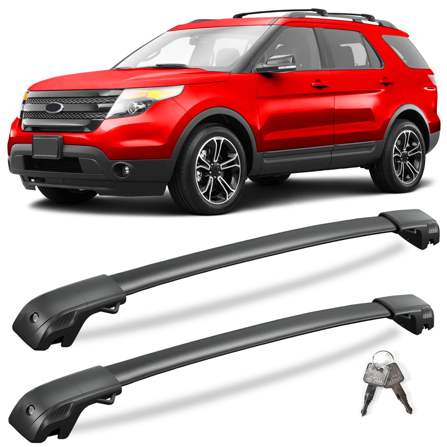 KINGGERI 300lbs Lockable Roof Rack Cross Bars for Ford Explorer 2011-2015
