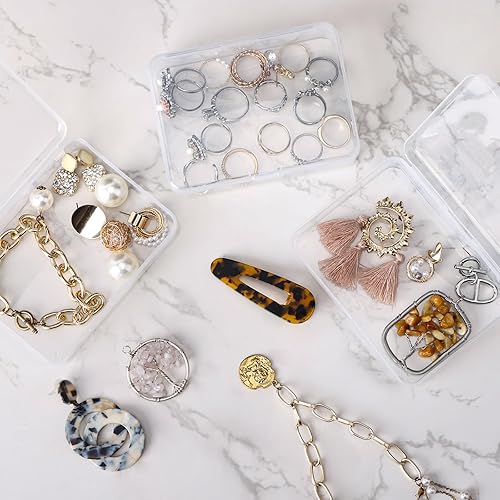 Miniatura 5 de QUEFE Paquete de 28 contenedores de almacenamiento pequeños de tamaños mixtos, cajas de plástico transparente, organizadores de manualidades,