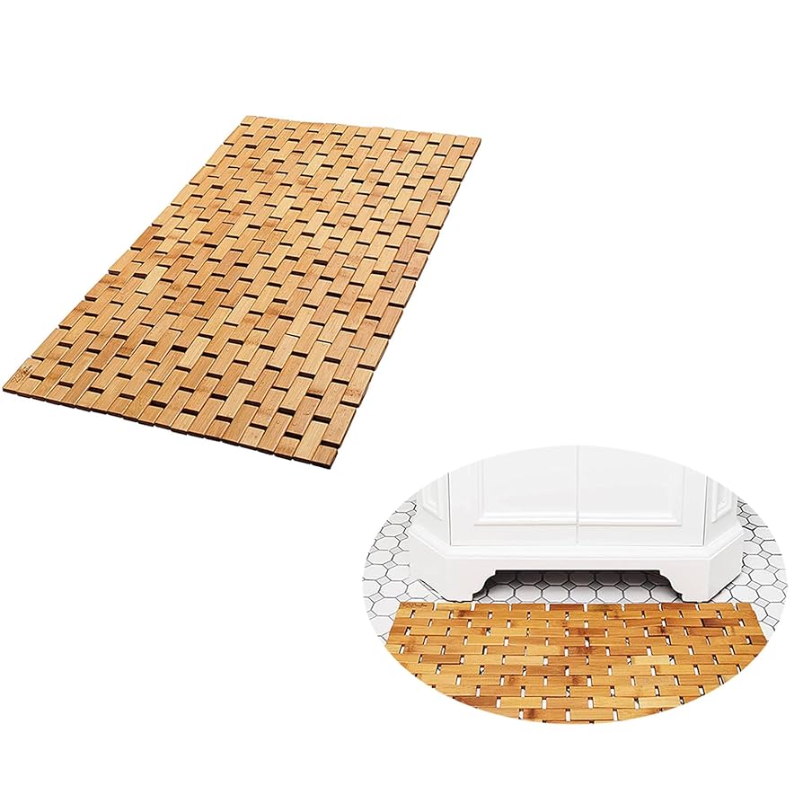 Amazon｜QUHUOYAO 竹バスマット 天然竹木製バスマット 竹フロア