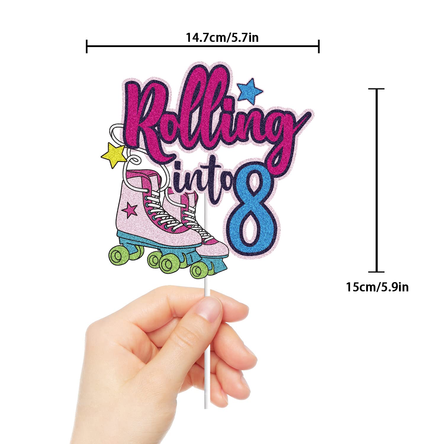 Amazon.com: Rolling into 8 Cake Topper Roller Skate Happy 8th