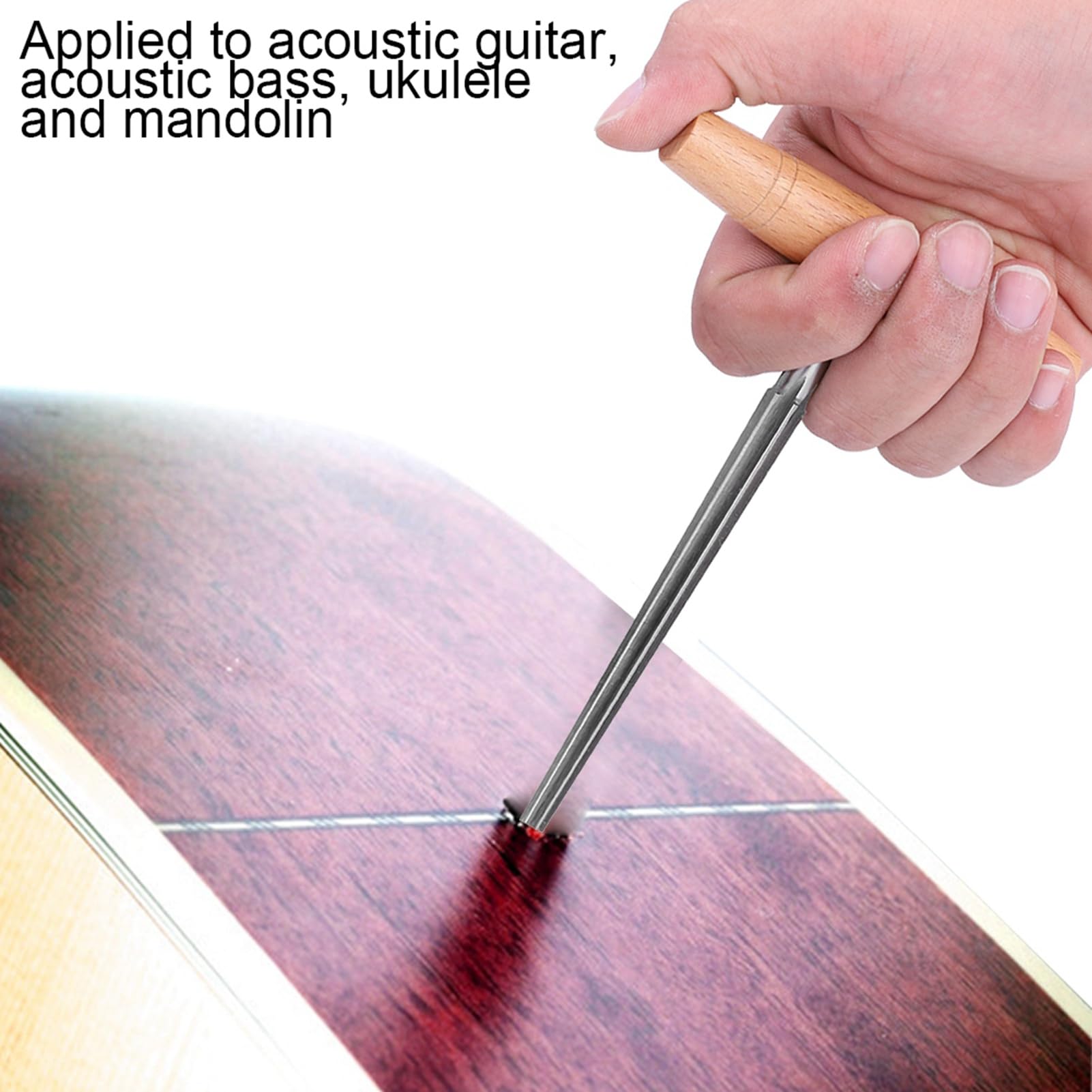 Herramienta Escariadora de Agujeros para Clavija de Cola de Guitarra con de Madera, Duradera y Portátil, para Amantes de la Guitarra DIY, Incluye Funda de Plástico