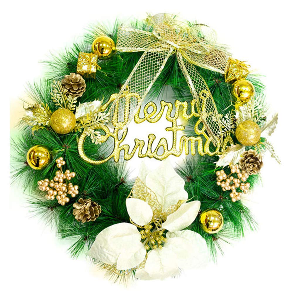 Guirlande De Noël Arbre Fleur Décoration Guirlande De Noël Grande Porte Mur Ornement Guirlande Décoration Rouge Bowknot 40cm 1