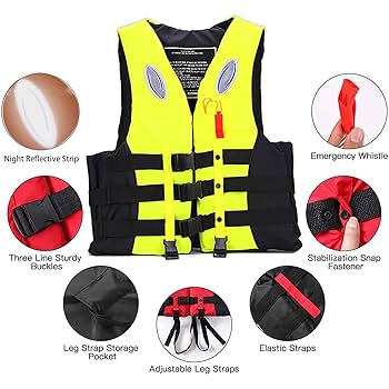 Adults Kids Life Vest Buoyancy Aid, Adjustable Unisex Swim Flotation Vest With Rescue Whistle For Outdoor Watersports Kayaking Fishing Surfing Snorkel Rafting(Yellow,S