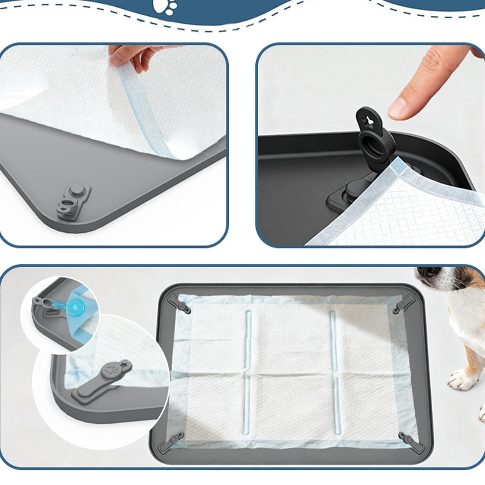 Bandeja sanitaria canina Borde alto de silicona antiderrame y | Soporte Para Empapadores De Mascotas para Hogar Apartamento Dormitorio Salón Suelo Manta