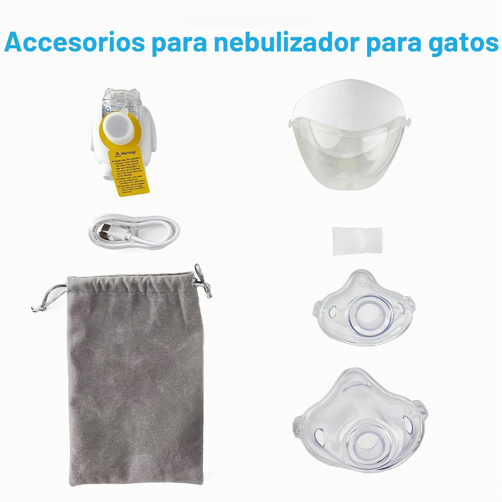Nebulizador y mascarilla de inhalación para Gatos, Cachorros y Perros pequeños (S)