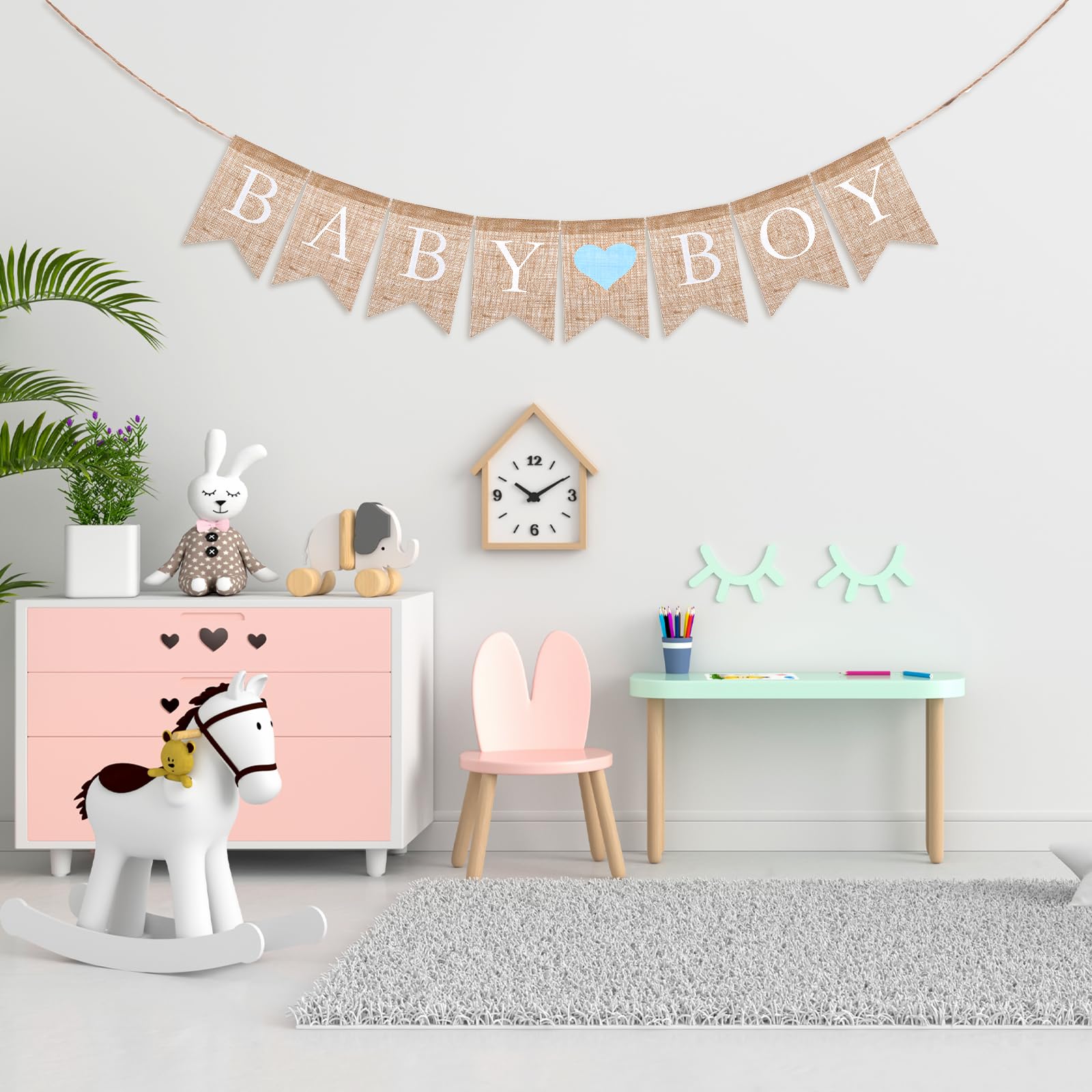 Decorazioni per baby shower, striscione per baby shower, con scritta "It's a Boy" (lingua italiana non garantita)