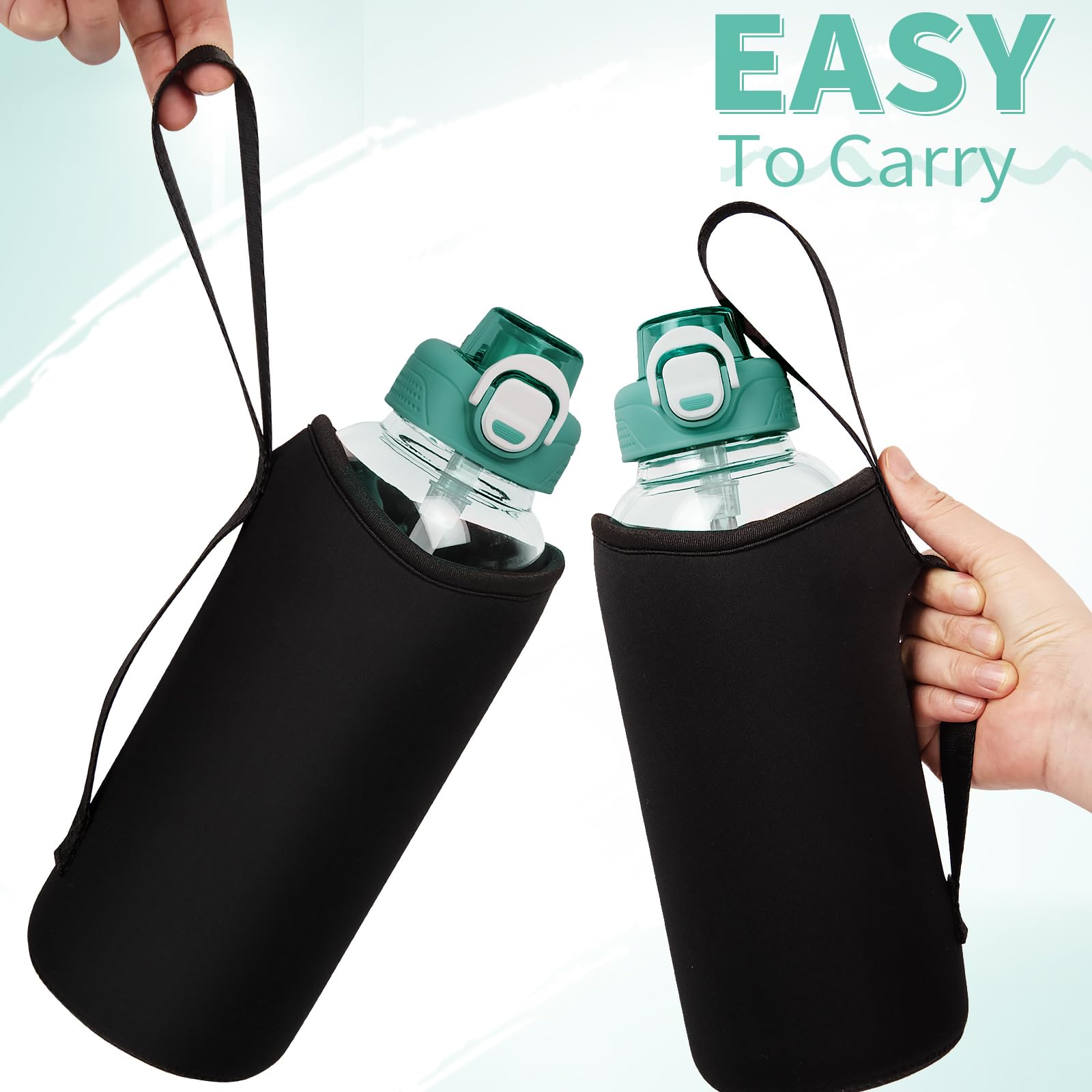 DEARRAY 1.5l Glass Water Bottle with Straw & Neoprene Sleeve 1.5 litre BPA free Large Glass Drinking Bottle Leakproof - Image 4