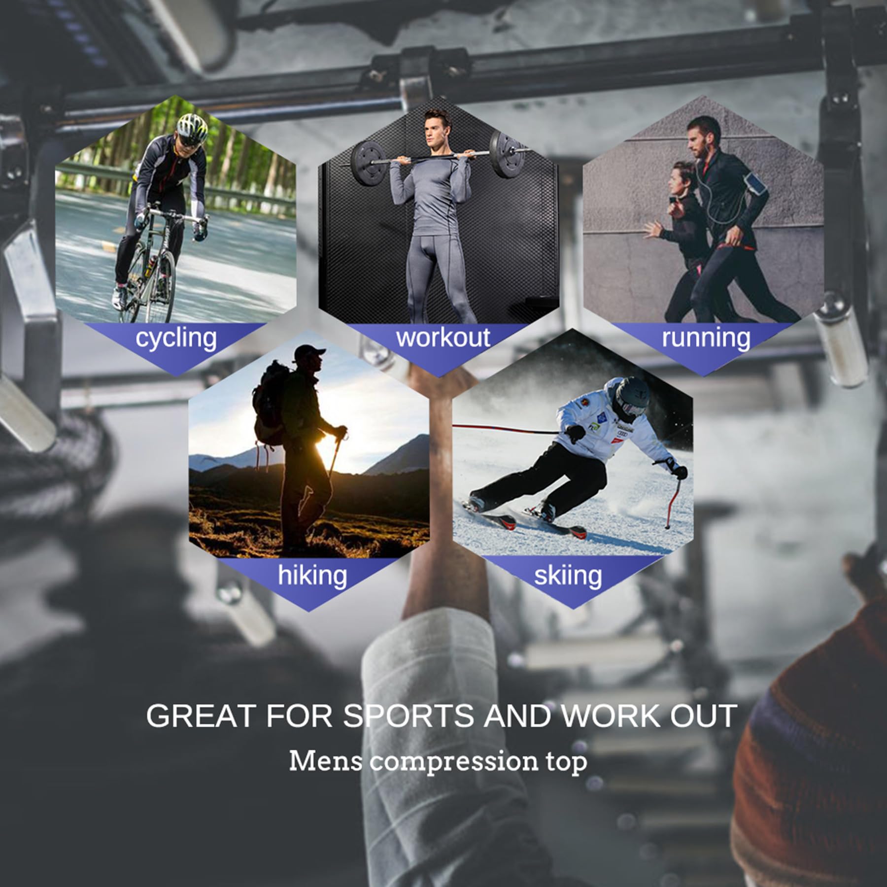 LANBAOSI Paquete de 3 camisetas de compresión de manga larga para hombre, secado rápido, protección solar, para correr, entrenamiento, capa base
