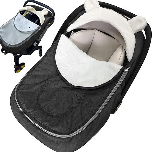 Fundas de invierno para asiento de automóvil para bebé, 2 en 1, cubierta de invierno para cochecito de bebé, cubierta de toldos con cremallera, tela
