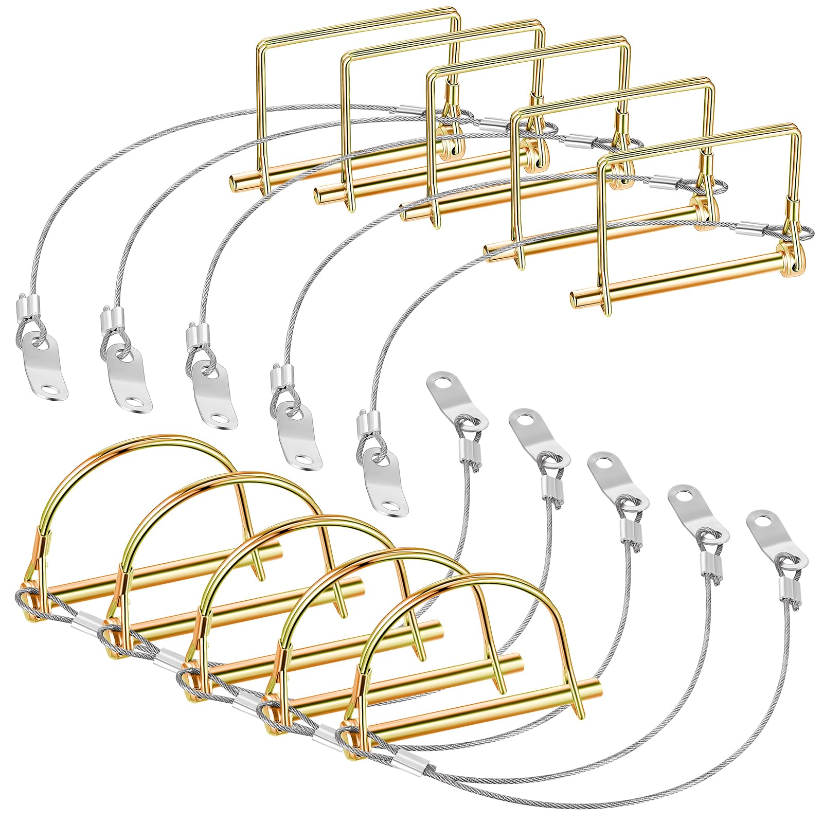 Umigy 10 Pcs Trailer Coupler Pins with Steel Quick Release Ring, Gold