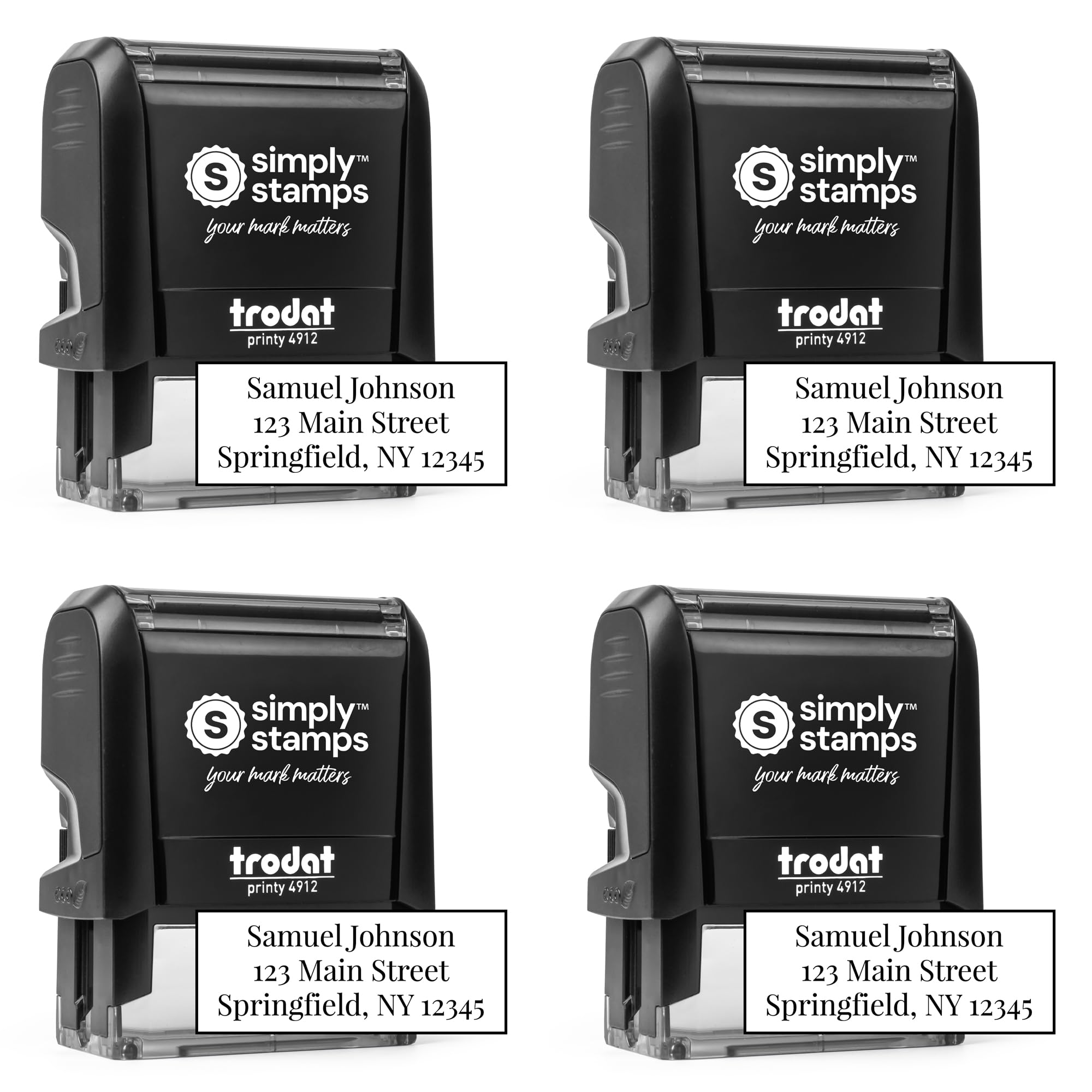Custom Address Stamp - 20 Font Options - 3 Line Self-Inking Address Stamp - Up to 3 Lines of Customized Text | Multiple Ink Color Options (4, Medium)