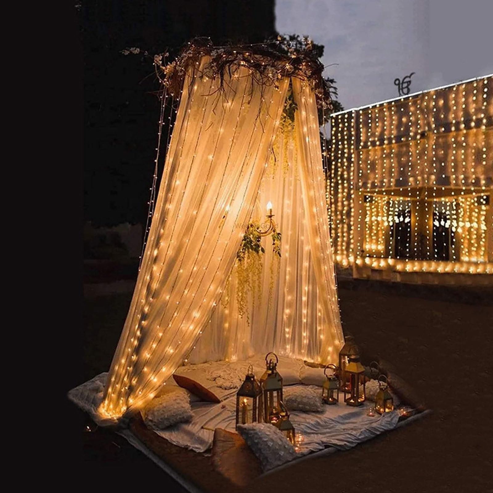 Luces de Cadena de Cortina LED Cortina Luces,Luz de Cadena Alimentada Resistente al Agua 8 Modos de Luces de Hadas,Guirnaldas Luminosas para Decoración Cortinas Fiestas Jardín