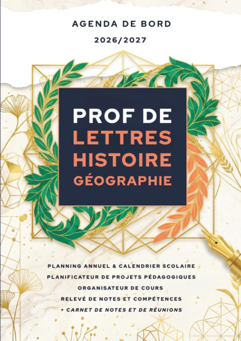 Agenda de bord 2026/2027 professeur de Lettres et Histoire Géographie: Carnet de bord A4 pour les enseignants