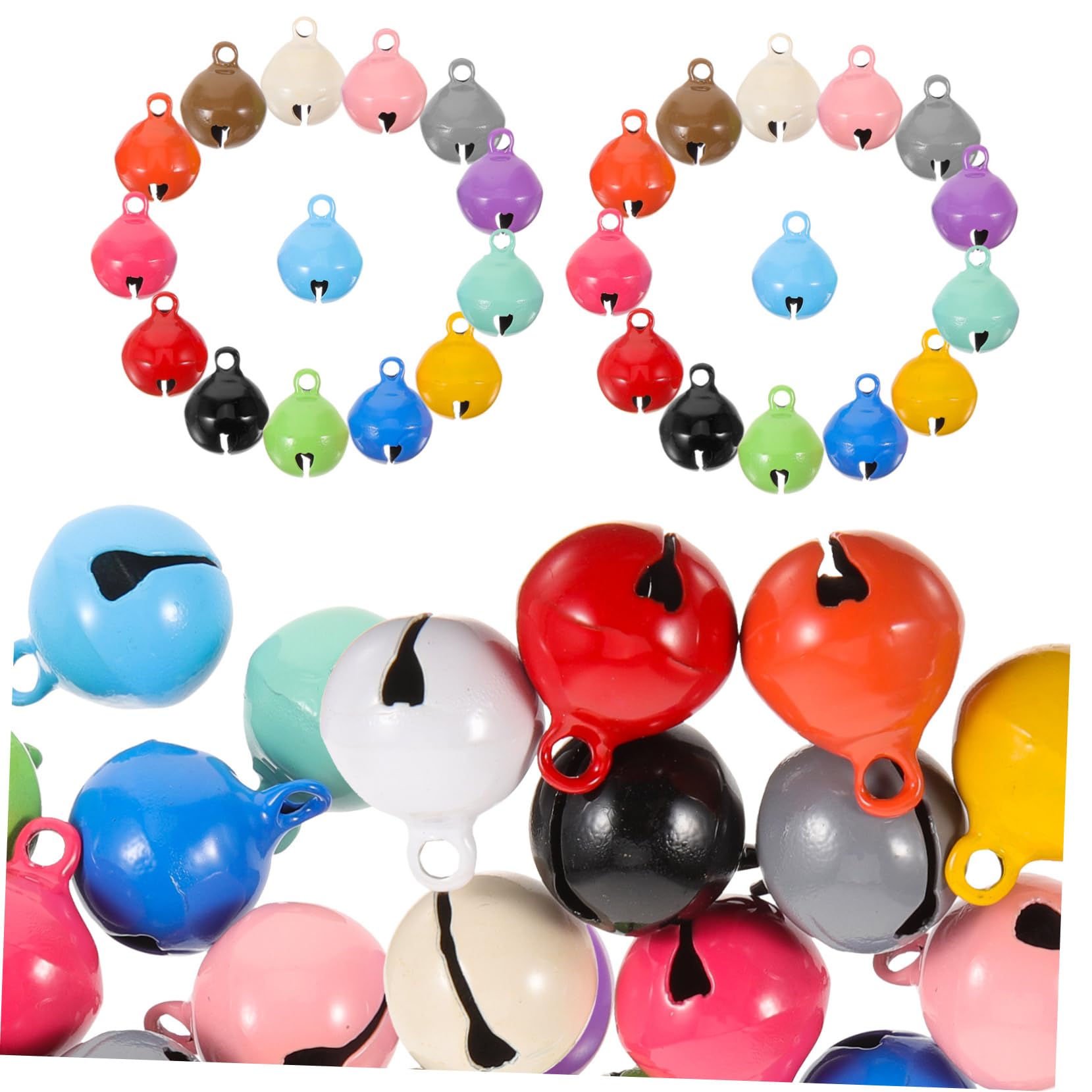 IWOWHERO 60Pcs Bells for Crafts Portable Small Jingle Bells for Keychains Pet Collars for Home Decor Party Decorations Mixed Colors
