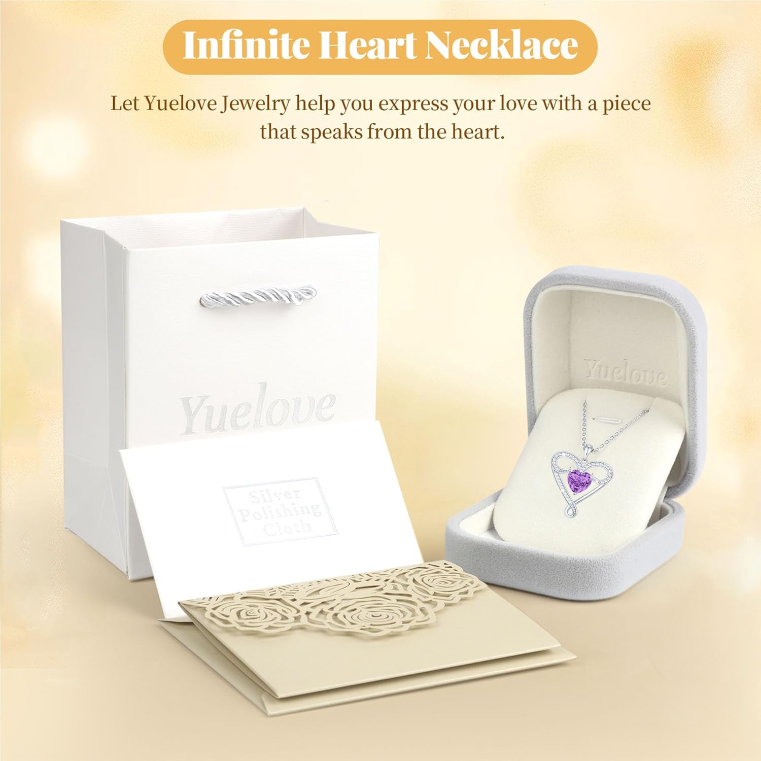 Infinity Necklace for Women, 925 Sterling Silver Heart Necklace with 5A Zircon, White Gold Plated Adjustable Chain, Gift for Valentine's Day, Birthday, Anniversary for Wife, Girlfriend, Mom - Image 5