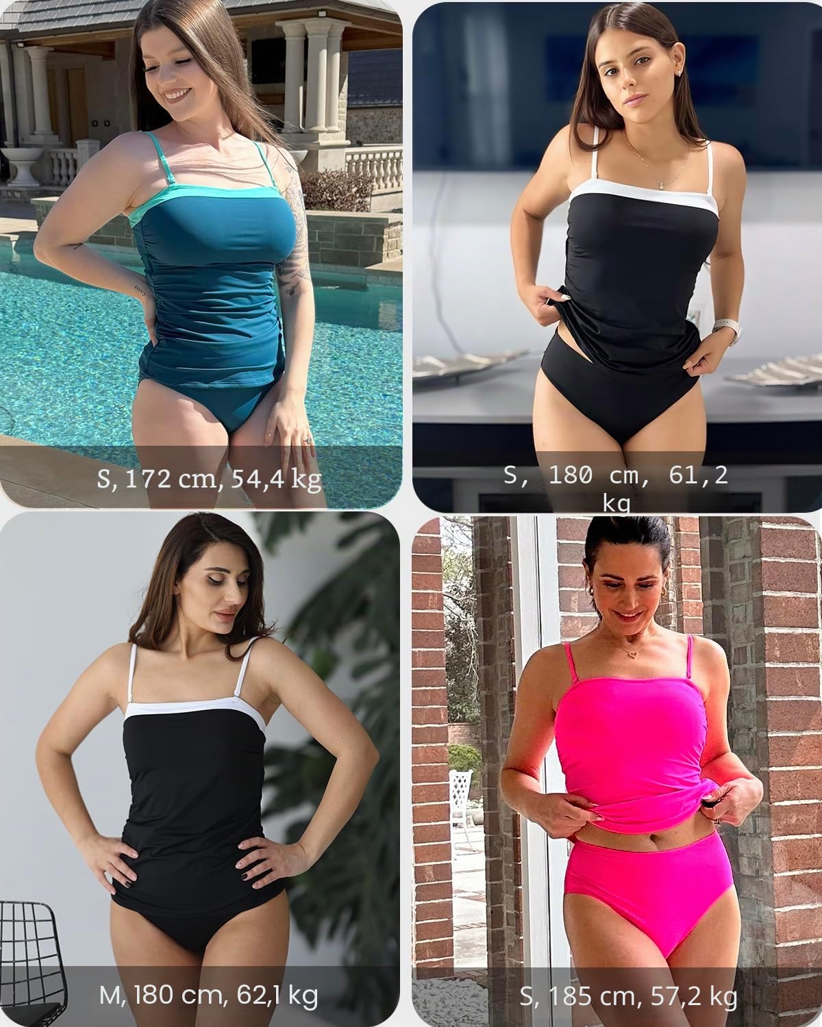 Aqua Eve Bandeau - Trajes de baño para mujer, trajes de baño de dos piezas fruncidos con control de abdomen, tankini sin tirantes