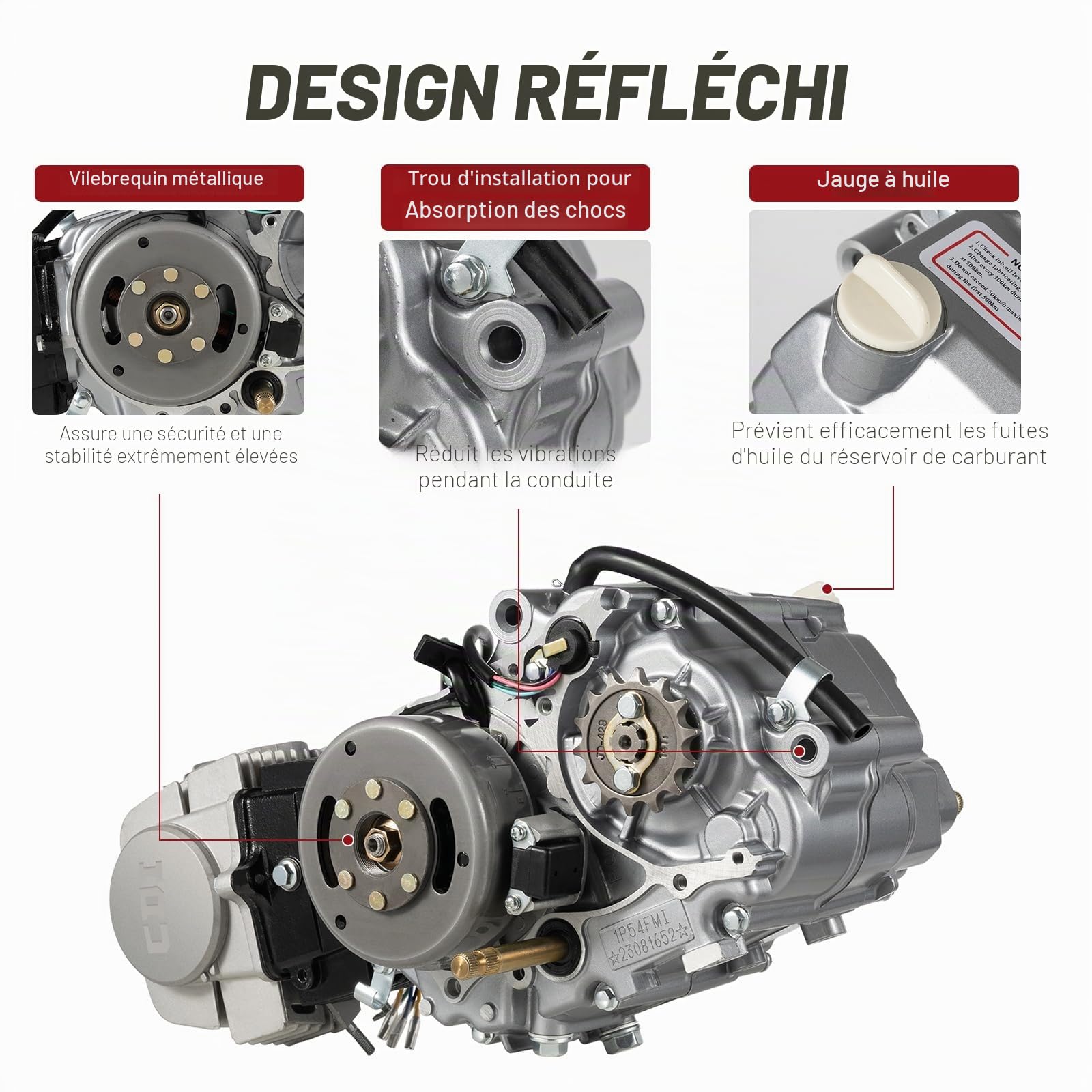 Moteur monocylindre 125 CC 4 temps, refroidi à l'air manuel avec démarrage à pédale et embrayage manuel, pour moteur Dirt Bike Pit Bike