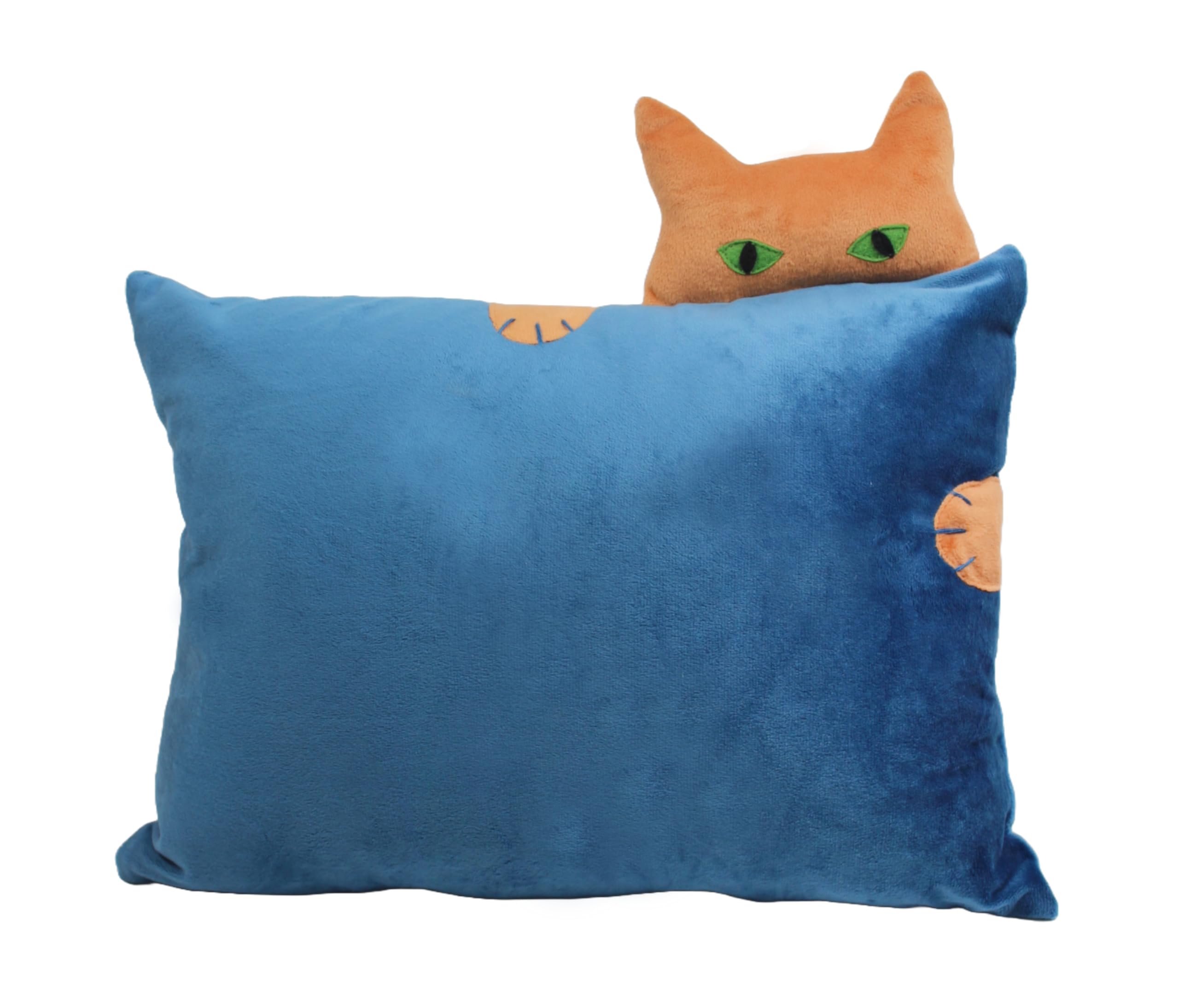 Peggy Wilkins Perfectly Comfortably Cat Applique Cushion Novelty Design – 42 x 45cm Cotton Decorative Throw Pillow Cute Animal Home Decor