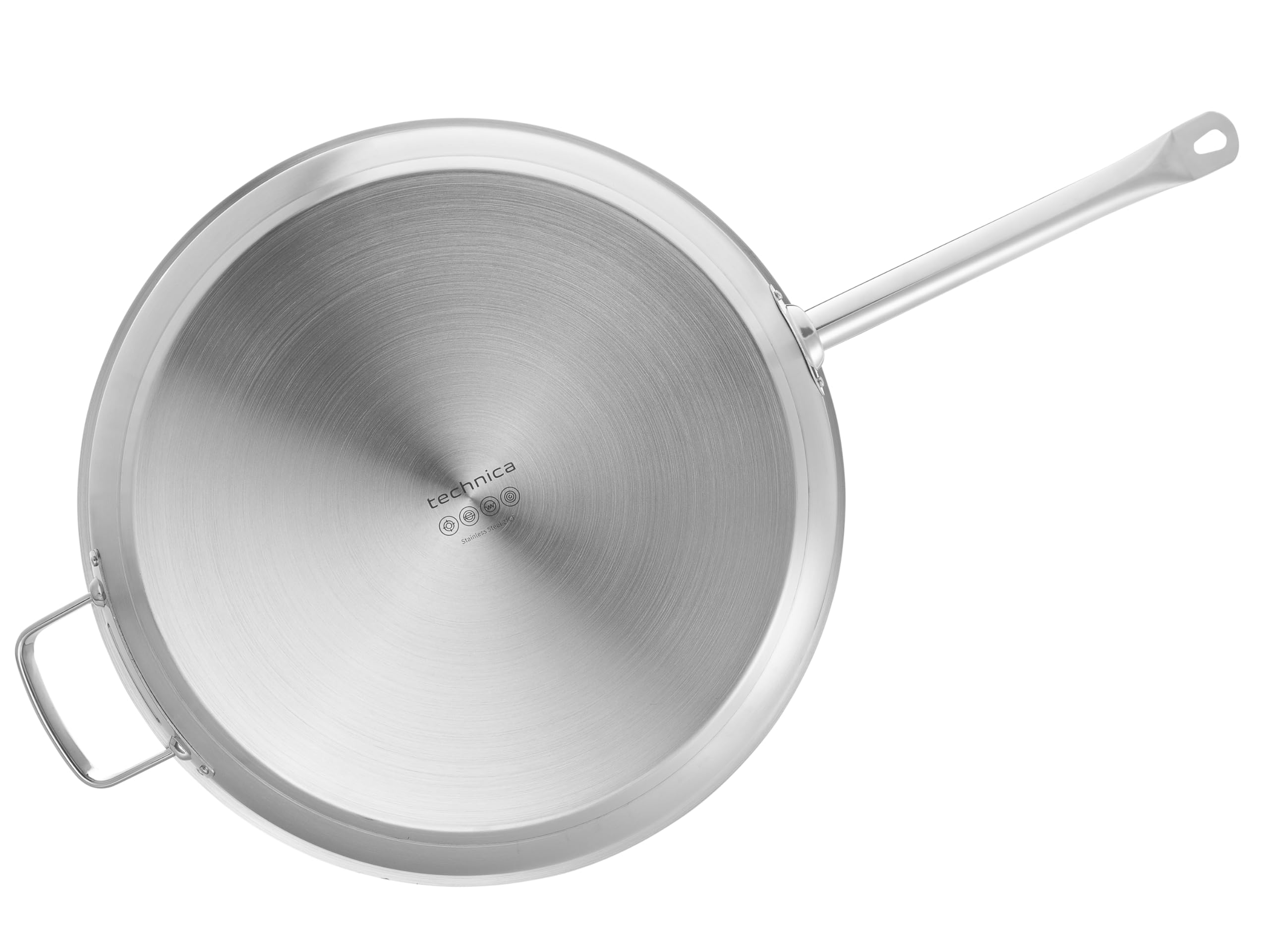 TECHNICA Patelnia ze stali nierdzewnej ⌀400 mm - pojemność 8,8 l - trójwarstwowe, hermetyczne dno - żaroodporny, wielopunktowo spawany uchwyt - można myć w zmywarce - nie zawiera niklu