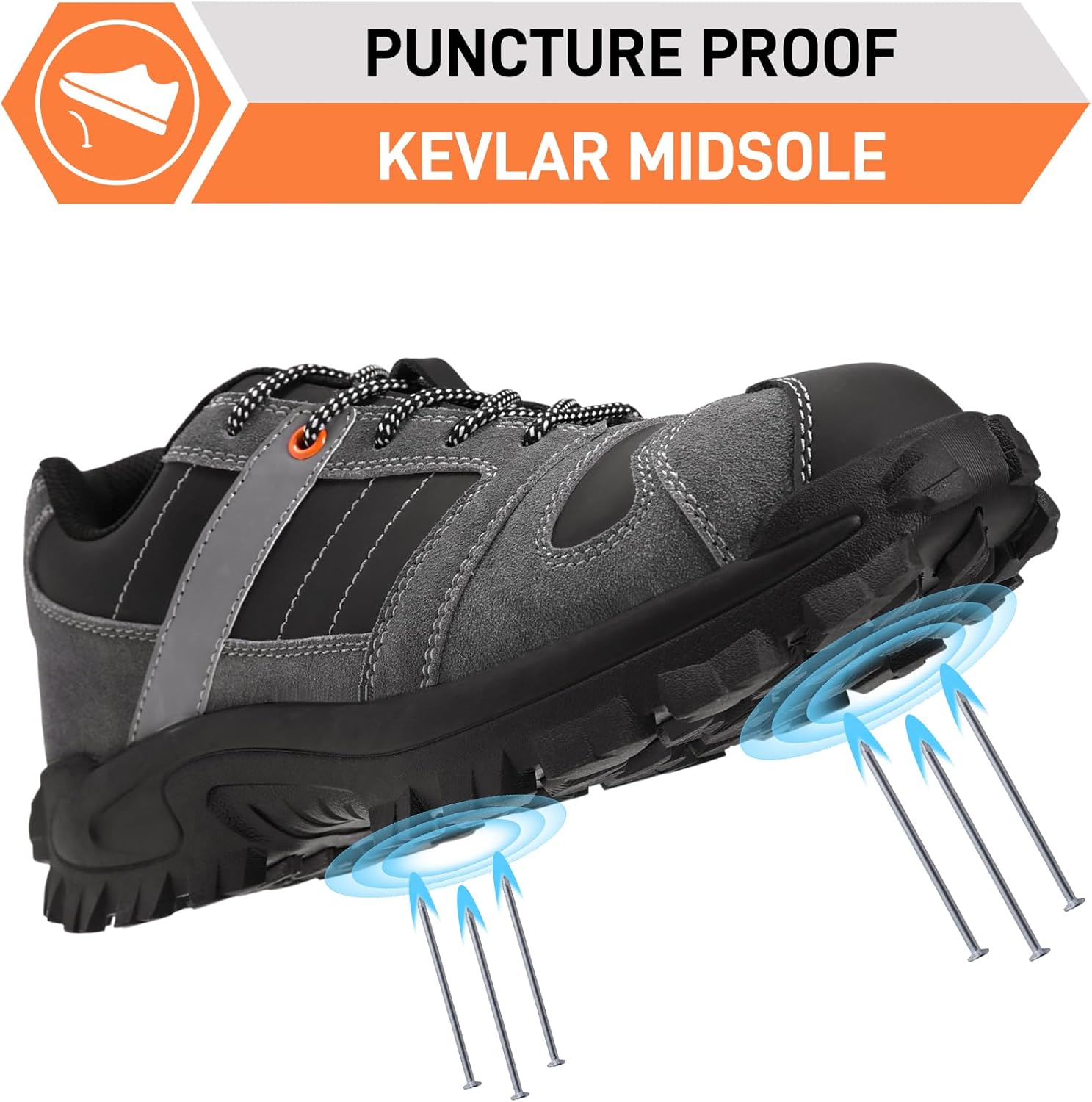 YOUTHUP Steel Toe Work Shoes for Men Slip Resistant Puncture Proof Breathable Comfortable Industrial Safety Toe Sneakers Industrial Work Footwear