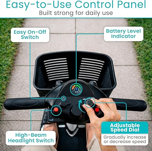 Miniatura 7 de Vive Patín de movilidad de 3 ruedas – Dispositivo móvil eléctrico para silla de ruedas para adultos – Plegable, colapsable y compacto para viajes