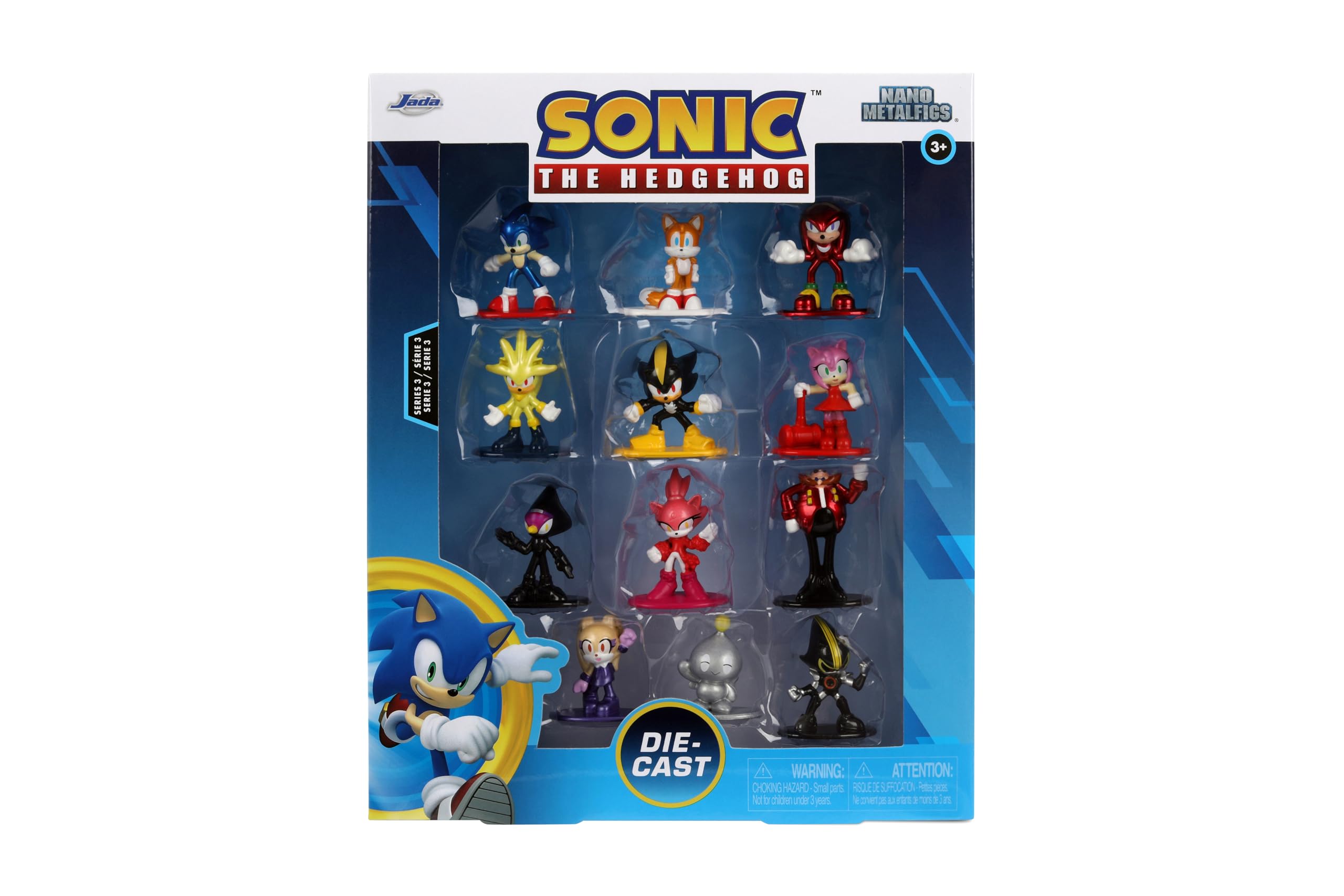 Jada Sonic The Hedgehog Nano Metalfigs Serie 3 - Figura pressofusa 12-Pack - Include Sonic, Tails, Shadow Android e altri giocattoli