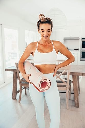 Miniatura 6 de Love Sweat Fitness Esterilla de yoga premium  0.197 in rosa y patrón de mármol reversible antideslizante esterilla de ejercicio para yoga y