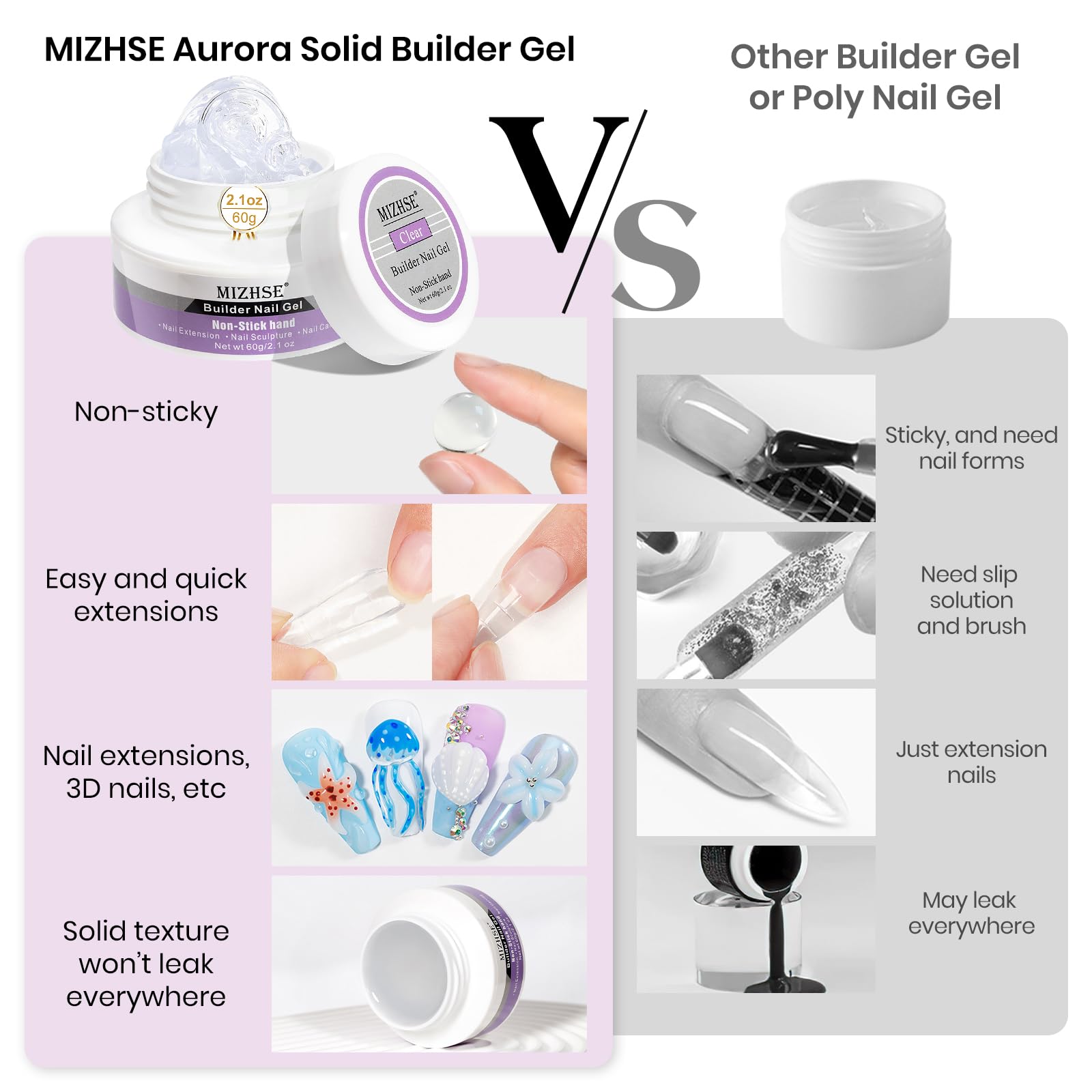 MIZHSE Builder żel do przedłużania paznokci i 3D Nail Art, klej do paznokci, żel 3D lakier do paznokci UV, narzędzie do manicure "zrób to sam"