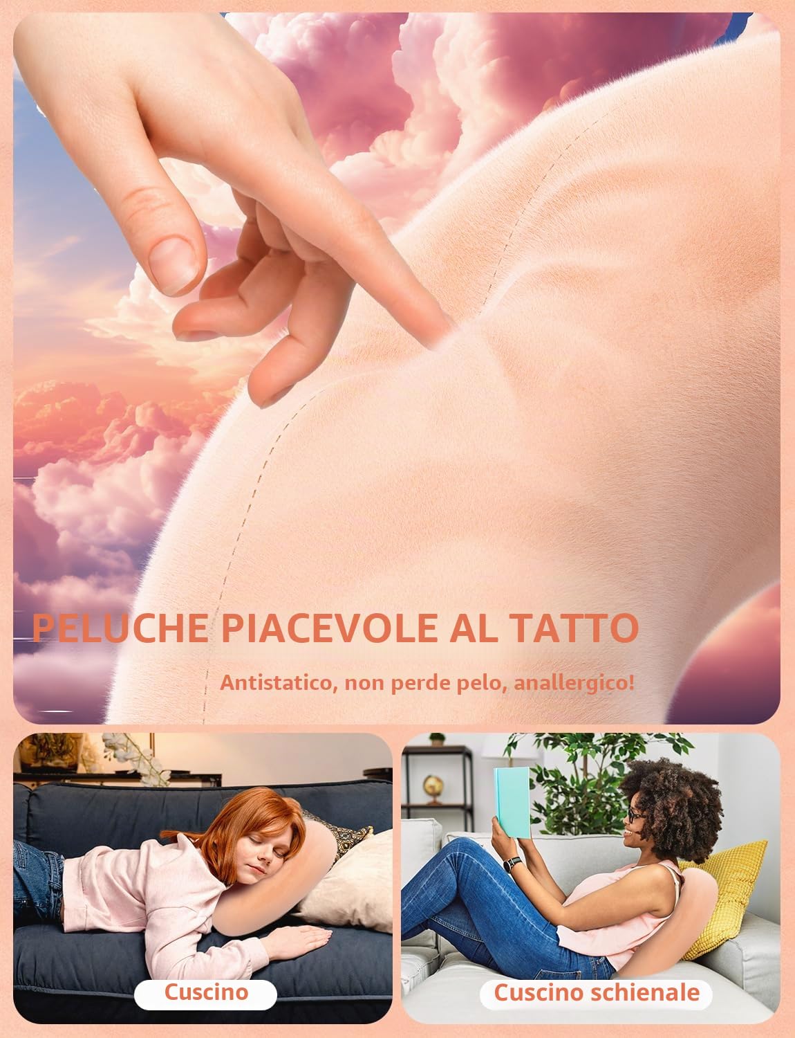 Supporto per Tablet e Leggio a Cuscino per E-Reader con 2 Vassoi Rimovibili & Cuscino Morbido in Peluche per Letto/Grembo, compatibile con iPad/Kindle/Kobo/iPhone/Android/Altri Dispositivi 4,7–16.1"