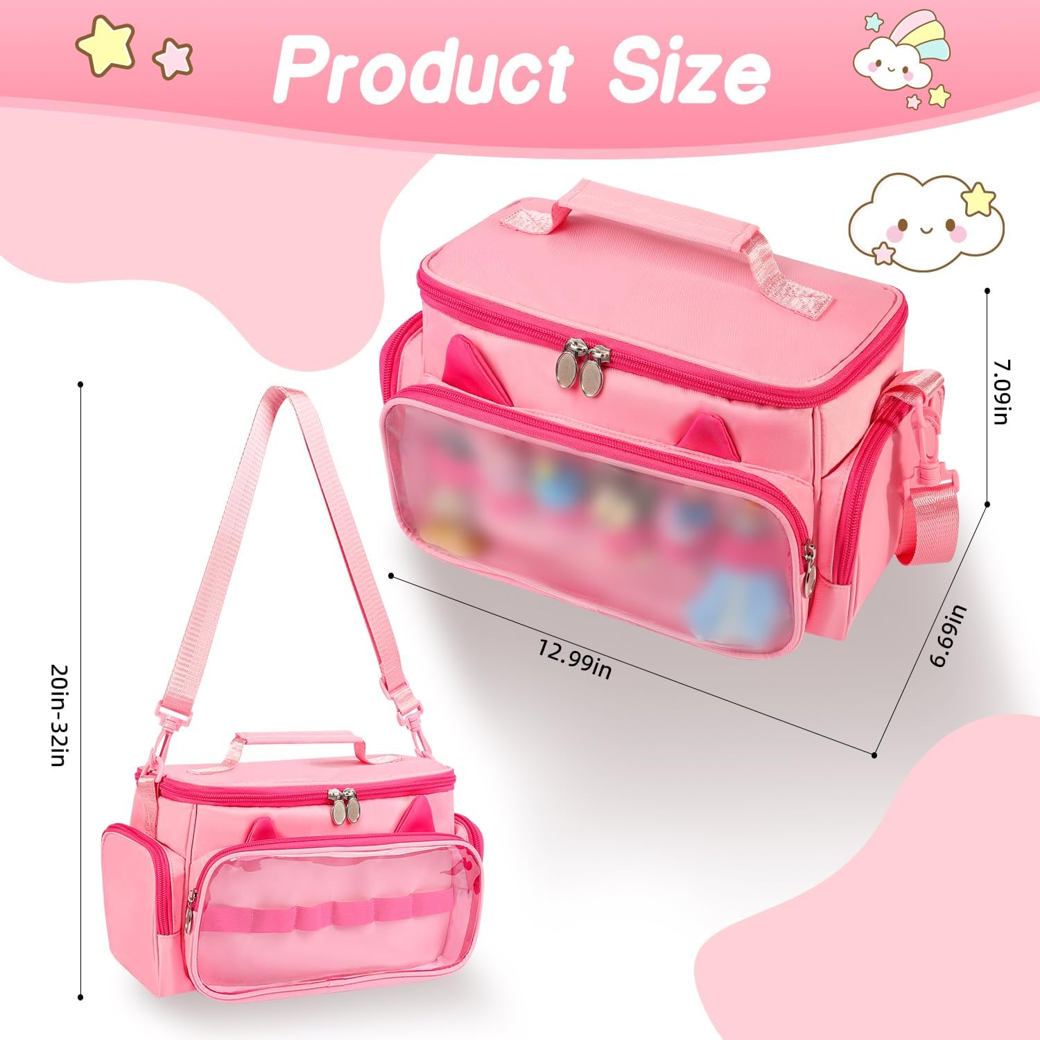 Carrying Case Compatible with Toniebox 2 & 1, Storage Bag Organizer for Tonies Starter Set, Headphones & Accessories, Portable Travel Bag with Handle and Adjustable Shoulder Strap(Pink) - Image 2