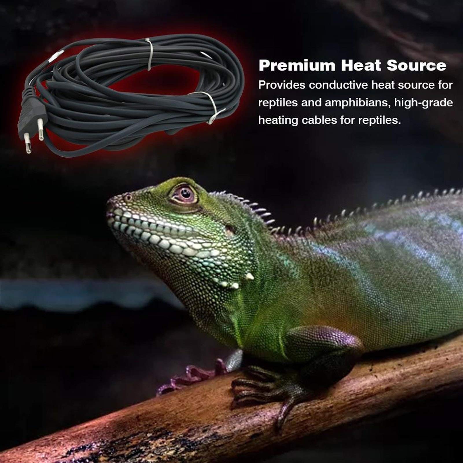 Calentadores de manos calor reptil cable impermeable Repti flexible reptil calor cable para camaleón animales calefacción aislamiento calefacción línea (color: 80W)
