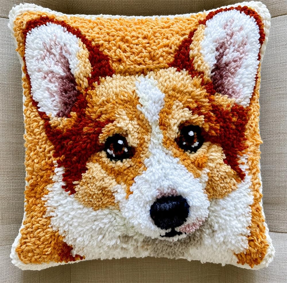 kitphoenix Latch Hook Cushion Kit, Corgi