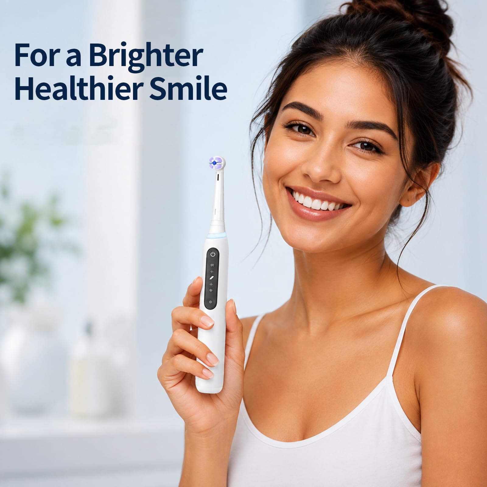 Testine di ricambio compatibili con spazzolini elettrici Oral-B, rimuovono efficacemente la placca, realizzate con setole morbide Dupont, bianche, confezione da 12