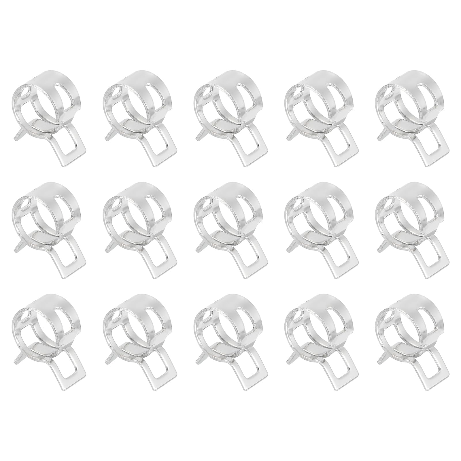 Sourcingmap 15Pcs Spring Band Type Action Fuel/Silicone Vacuum Hose Pipe Clamp