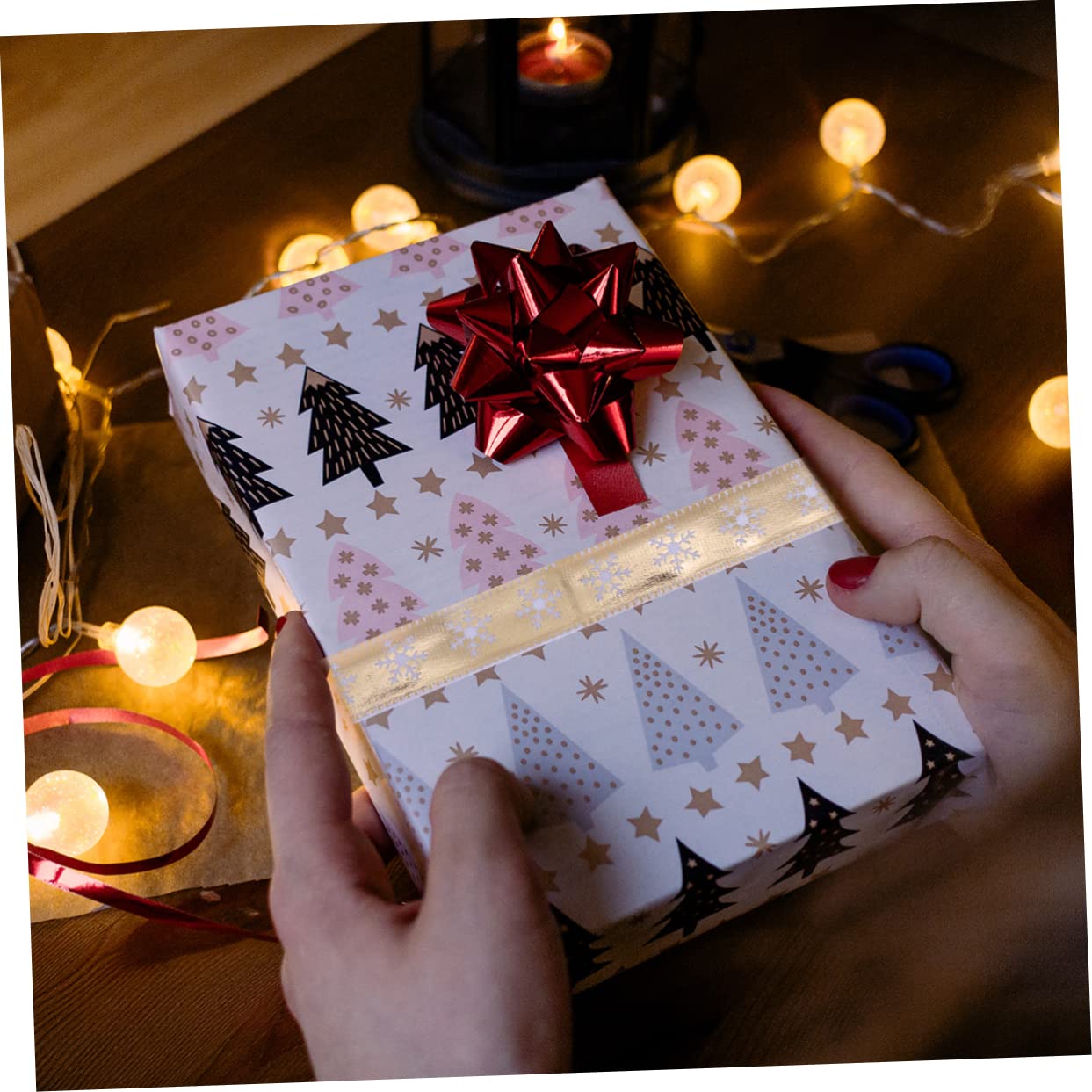 ABOOFAN 3 Sets Elegantes 25 M Langes Weihnachtsband Dekoratives Band Goldfarben Festliche Dekoration Zum Verpacken Von Partygeschenken 5 Rollen * 3