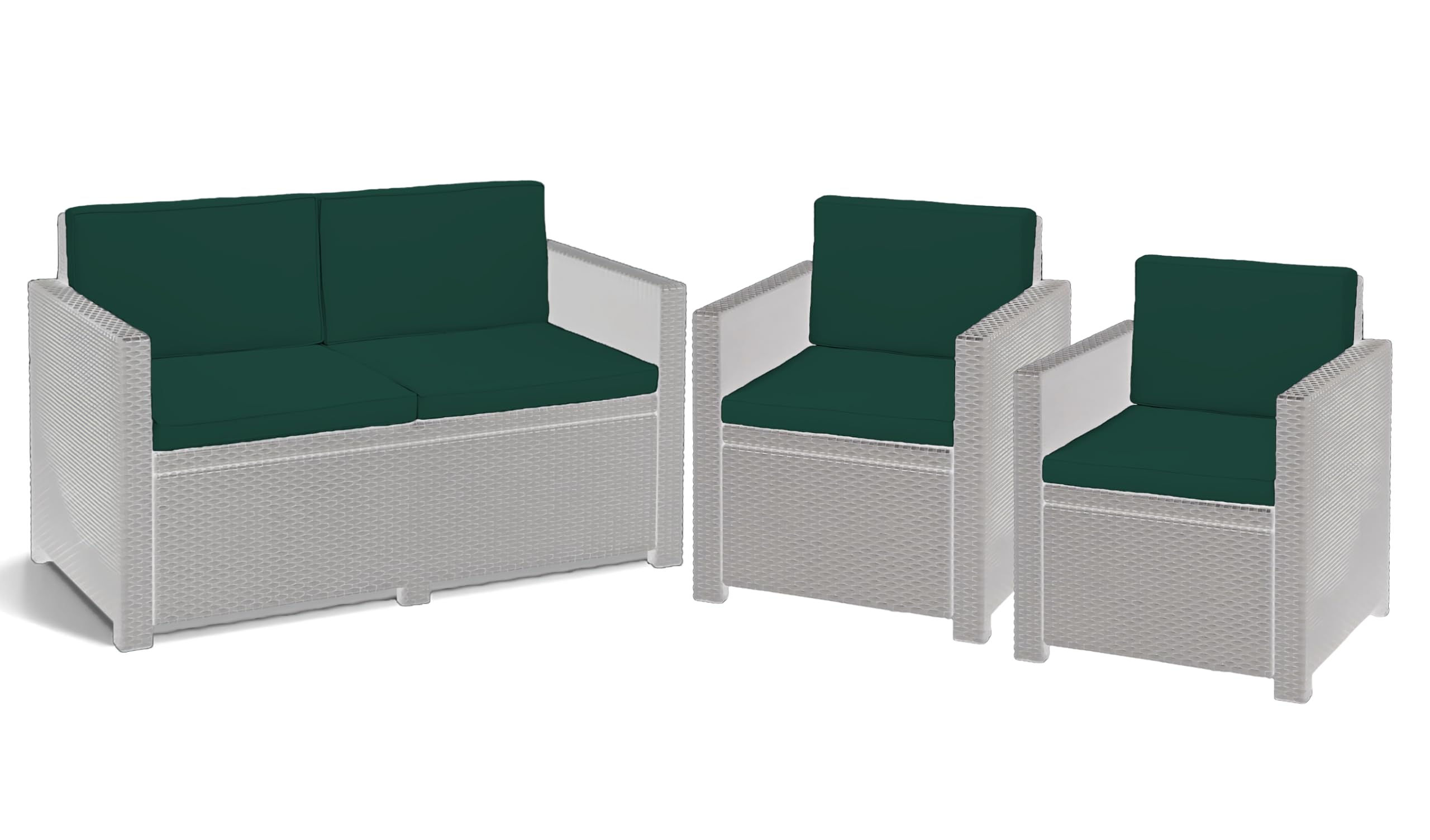 Rattan Furniture Cushion Waterproof Outdoor Seat Pad For Rattan Garden Furniture Chair Cushion Padding Patio 2, 3 or 4 Seater Comfy Set Sofa Cushions Pads Removable Cover (8 Pc Green Patio Set)