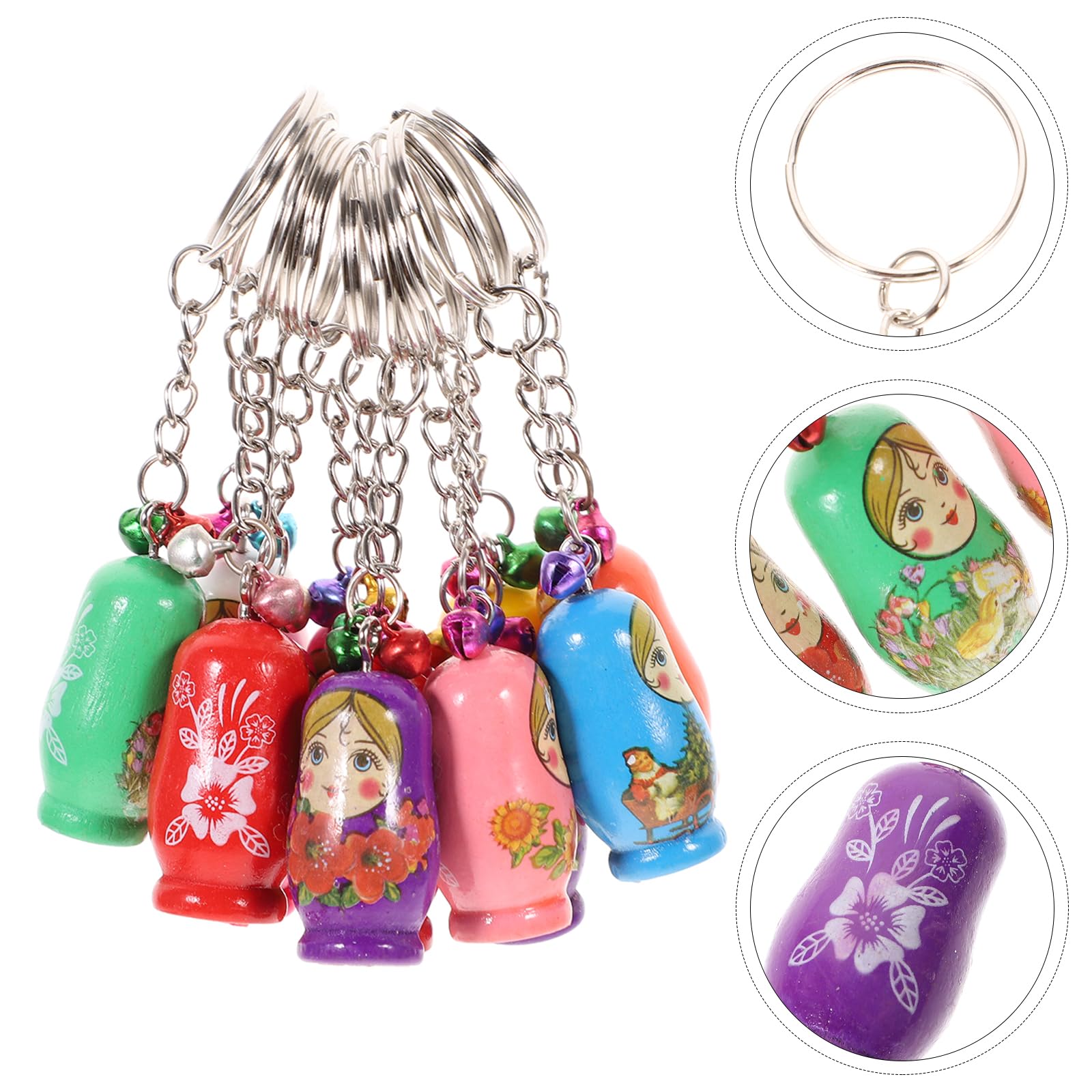 EXCEART 12 StüCk Holz SchlüSselanhäNger Russische Matroschka Puppen Handgefertigte Babuschka AnhäNger Dekorative Geschenkidee FüR Weihnachten Und Zuhause
