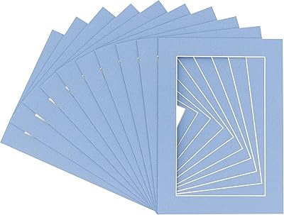 Pack of 25 Acid Free 12x16 Mats Bevel Cut for 9.5x13 Photos - Brittany Blue Precut Matboards for Pictures, Photos, Framing - 4-ply Thickness