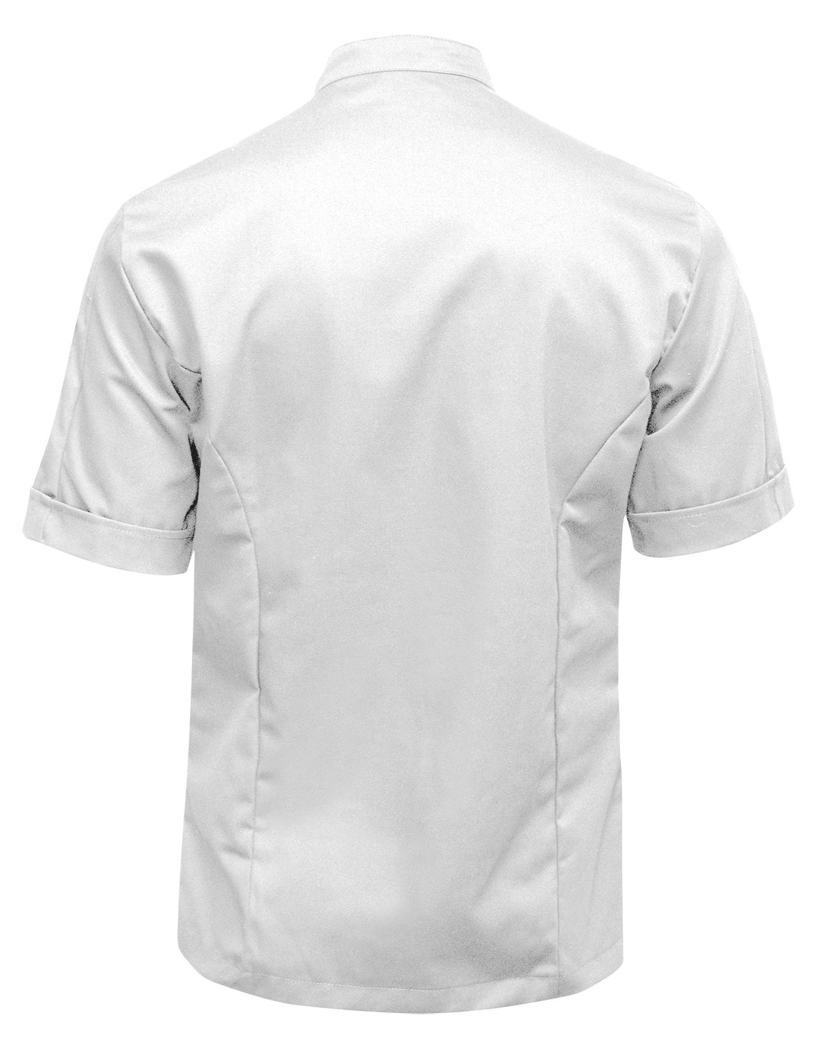 strongAnt Chaqueta de Chef para Hombre Slim Fit Stretch con Botones de presión o Cremallera, Chaqueta de Panadero - Manga Corta - Negro Gris Blanco