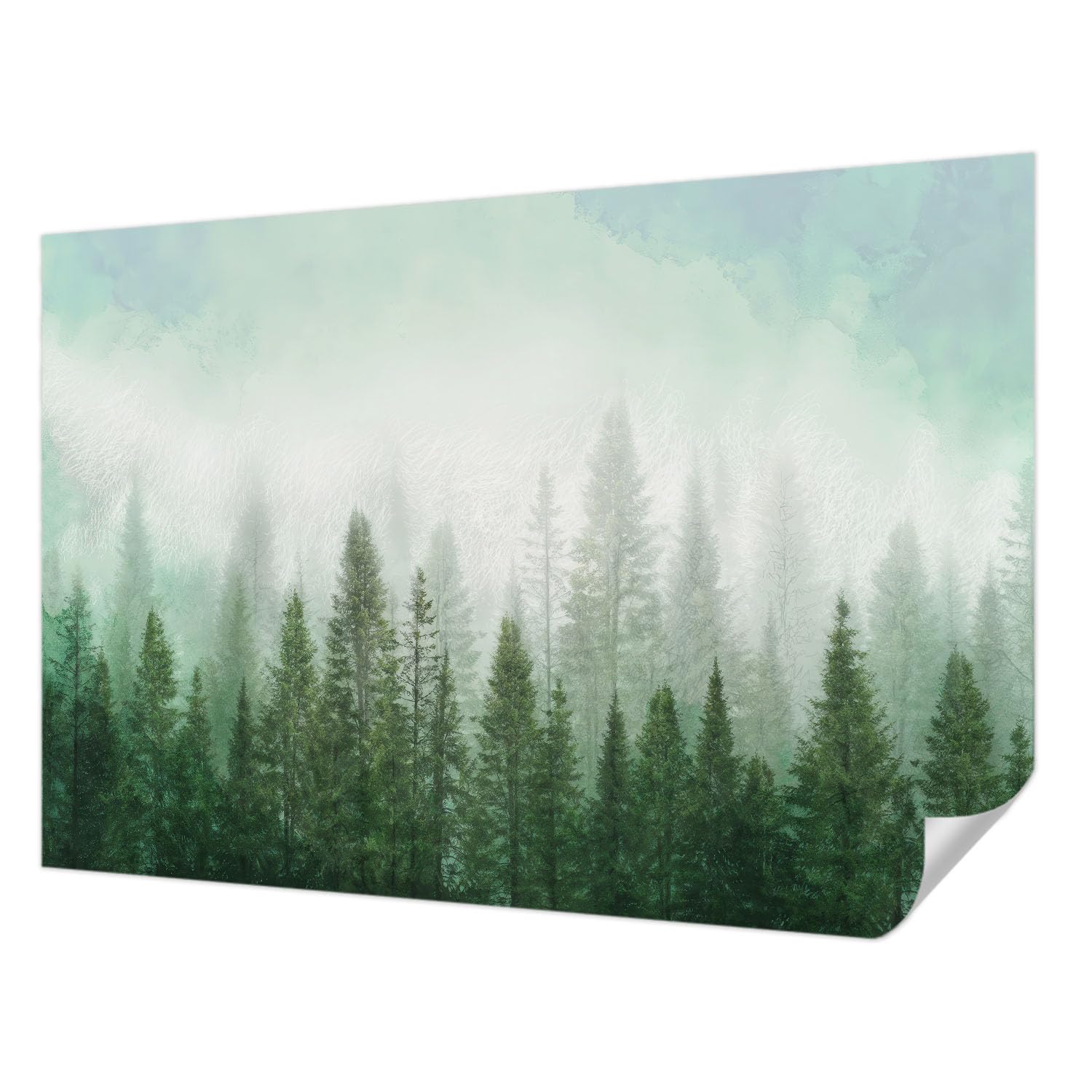 Papier Peint Auto-Adhésif 152x104 cm Loup Forêt Décoration Intérieure Tulup