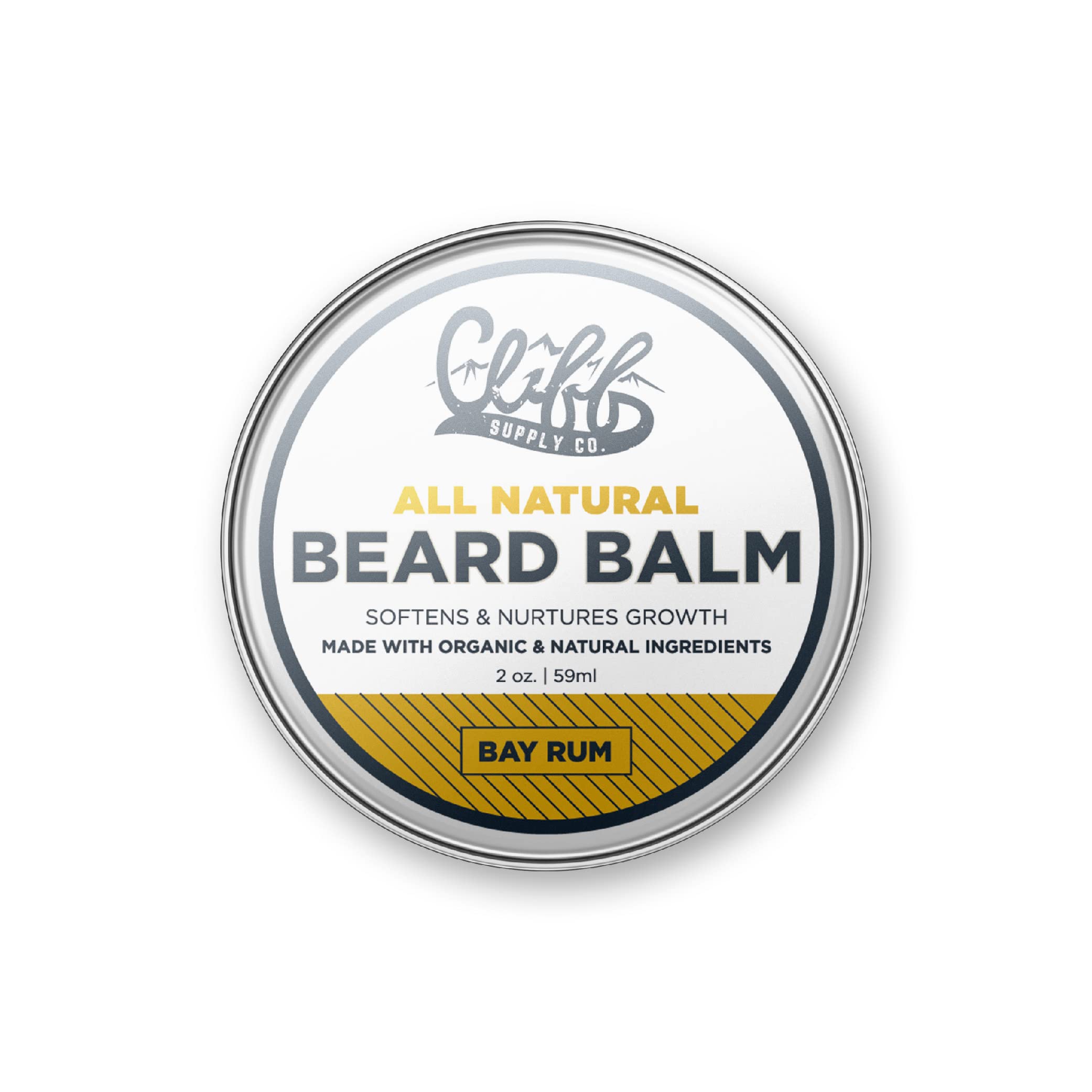 All Natural Beard Balm - Made with Beeswax, Shea Butter, Castor Oil to Soften Beard & Nurture Growth - TSA Friendly(2oz, Bay Rum)