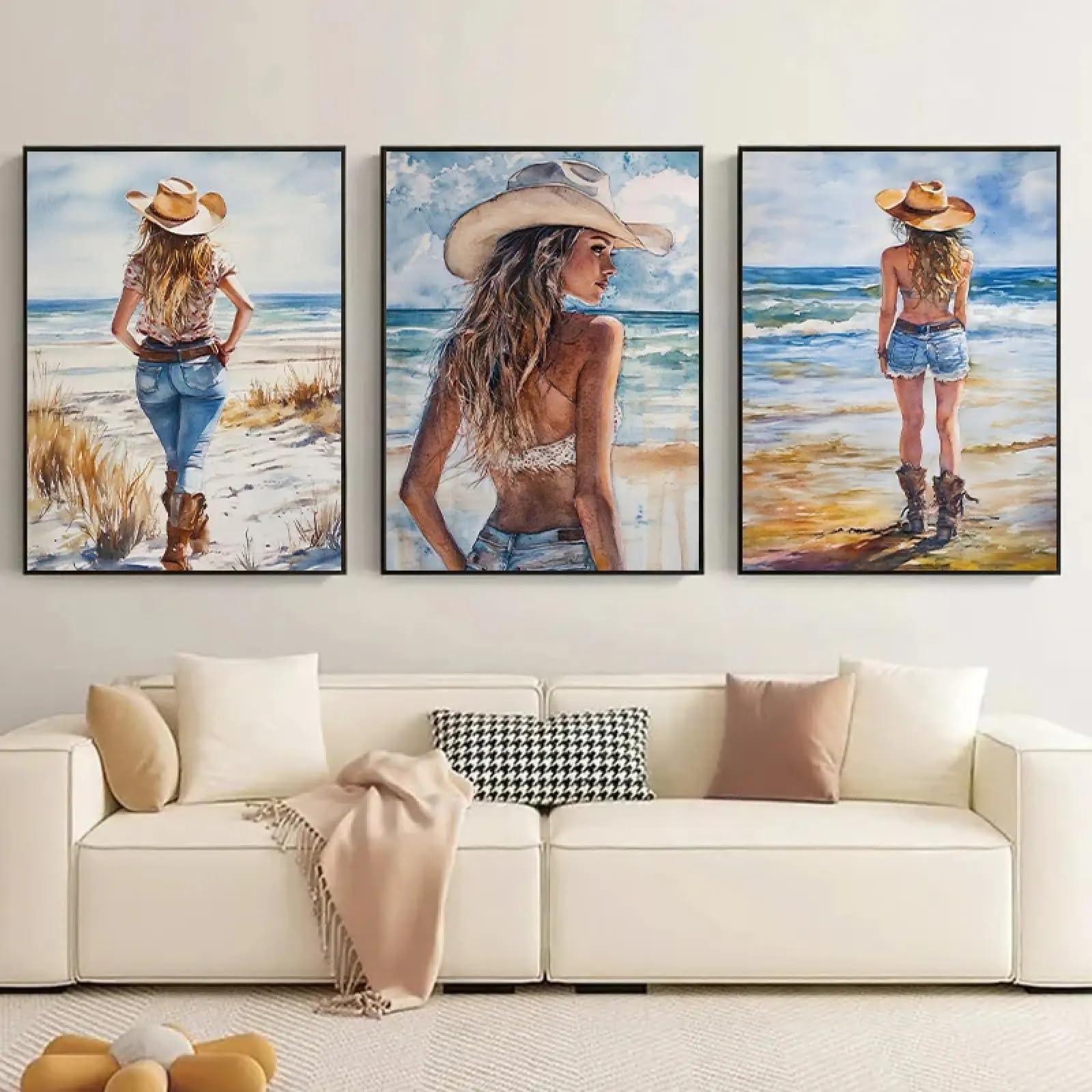Impression sur toile aquarelle de plage de haute qualité 70x90cm